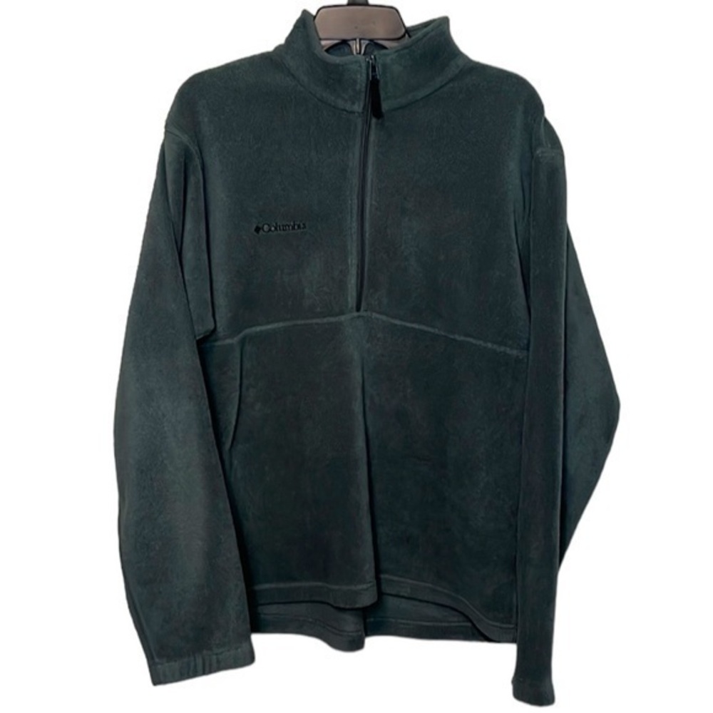 COLUMBIA Mens Quarter zip fleece jacket, teal green size medium